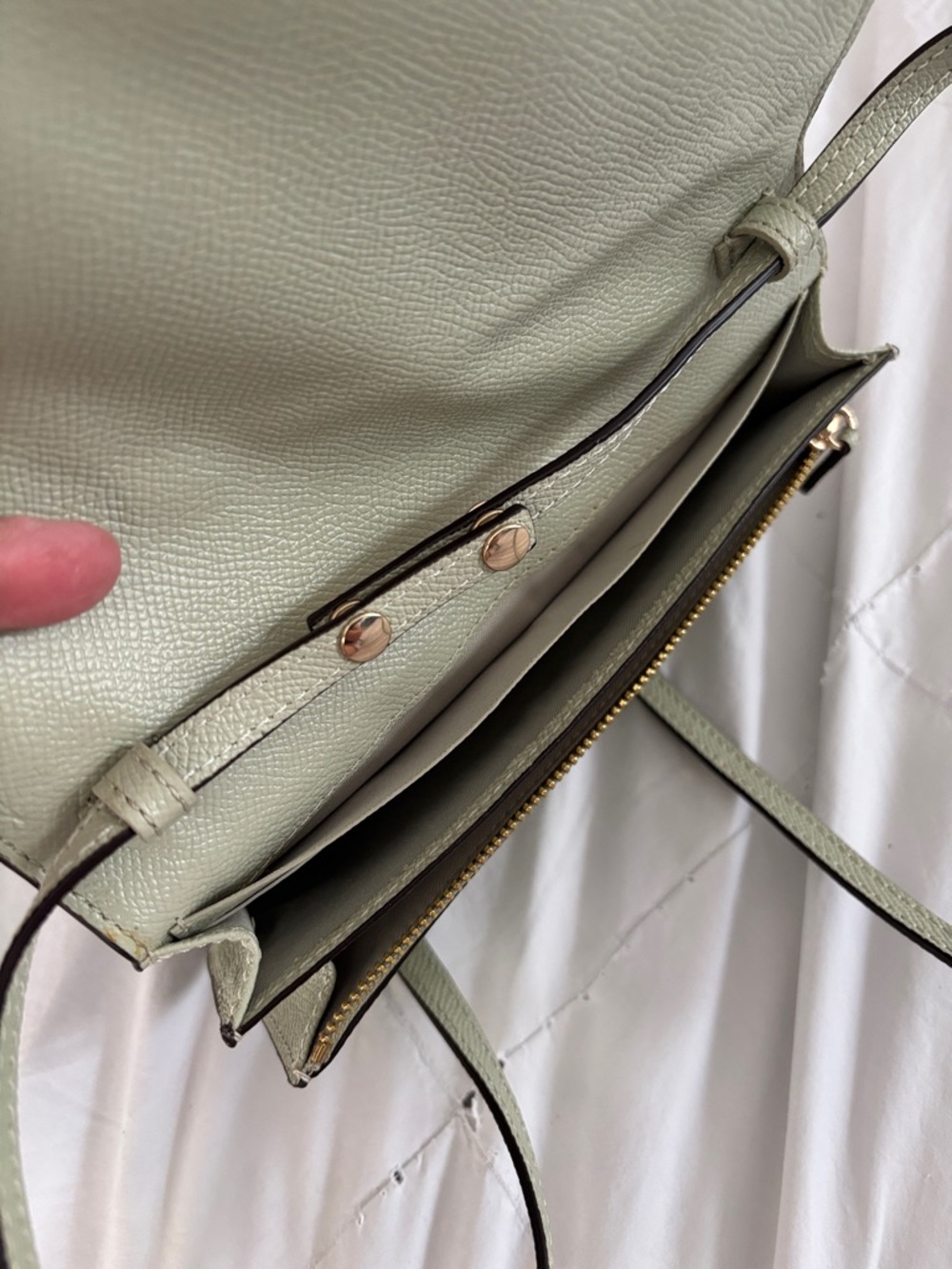 Coach Green Ombre Pebbled Leather Crossbody with Gold Logo - Picture 2 of 8